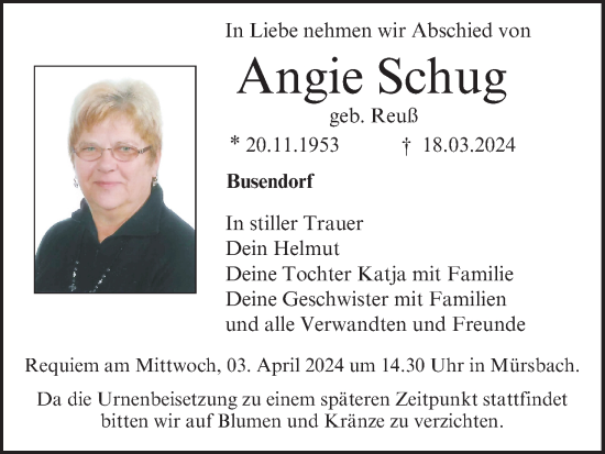 Anzeige von Angie Schug von MGO