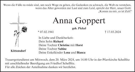 Anzeige von Anna Goppert von MGO