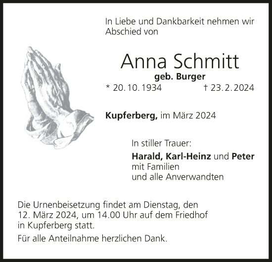 Anzeige von Anna Schmitt von MGO