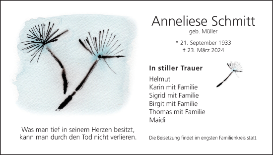 Anzeige von Anneliese Schmitt von MGO