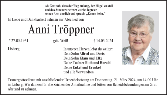 Anzeige von Anni Tröppner von MGO