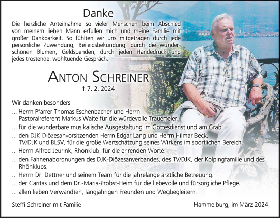 Anzeige von Anton Schreiner von MGO