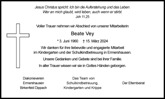 Anzeige von Beate Vey von MGO
