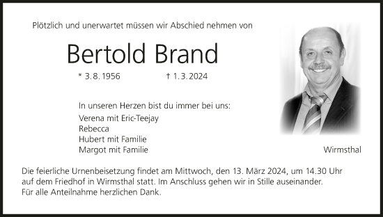 Anzeige von Bertold Brand von MGO