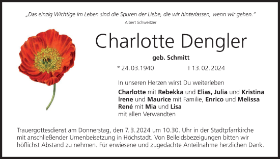 Anzeige von Charlotte Dengler von MGO