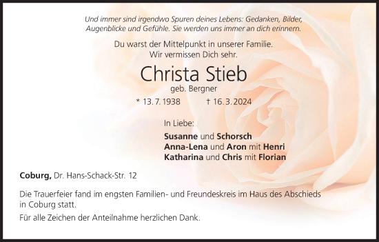 Anzeige von Christa Stieb von MGO