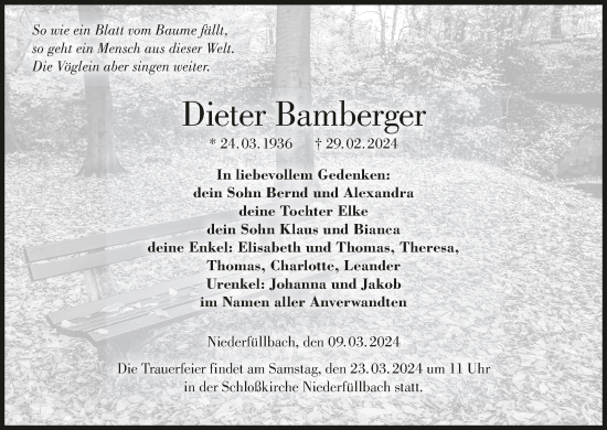 Anzeige von Dieter Bamberger von MGO