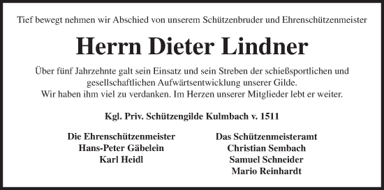 Anzeige von Dieter Lindner von MGO