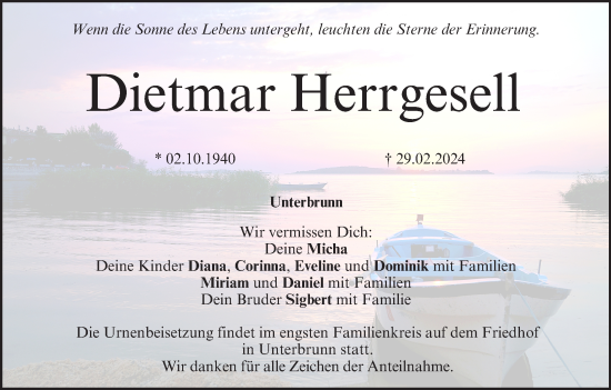 Anzeige von Dietmar Herrgesell von MGO