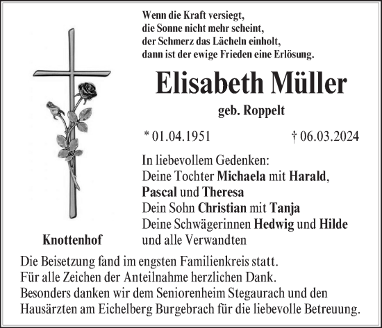 Anzeige von Elisabeth Müller von MGO