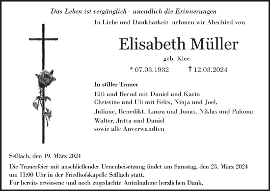 Anzeige von Elisabeth Müller von MGO