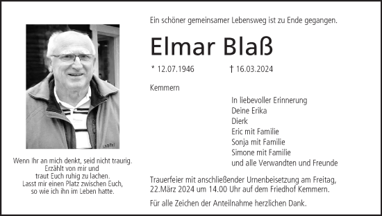 Anzeige von Elmar Blaß von MGO