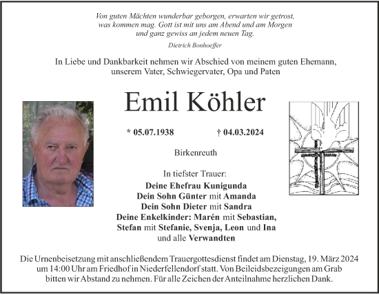 Anzeige von Emil Köhler von MGO