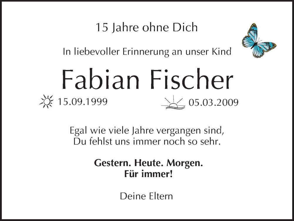  Traueranzeige für Fabian Fischer vom 05.03.2024 aus MGO