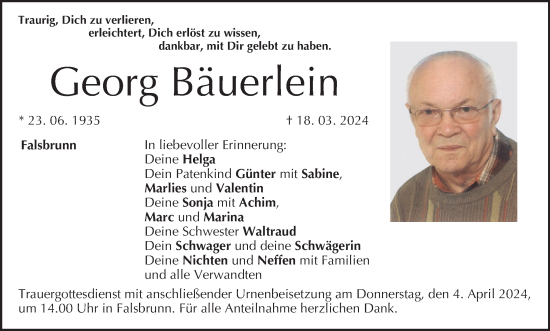 Anzeige von Georg Bäuerlein von MGO