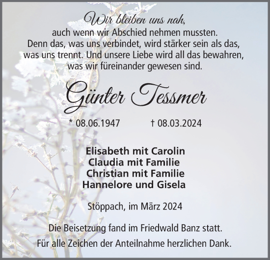 Anzeige von Günter Tessmer von MGO