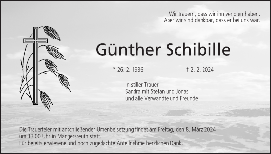 Anzeige von Günther Schibille von MGO
