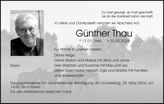 Anzeige von Günther Thau von MGO