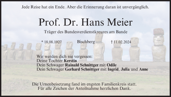 Anzeige von Hans Meier von MGO
