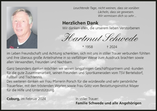 Anzeige von Hartmut Schwede von MGO