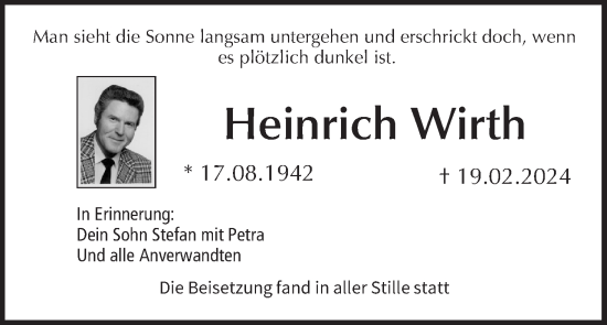 Anzeige von Heinrich Wirth von MGO