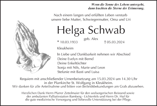 Anzeige von Helga Schwab von MGO