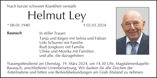 Anzeige von Helmut Ley von MGO