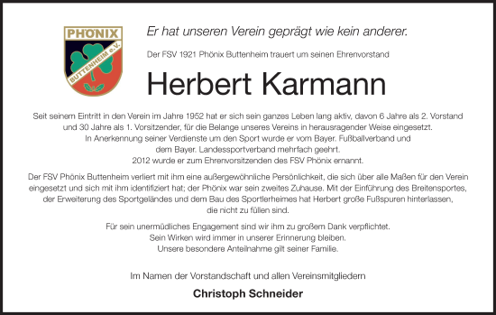 Anzeige von Herbert Karmann von MGO