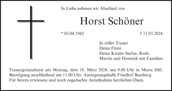 Anzeige von Horst Schöner von MGO