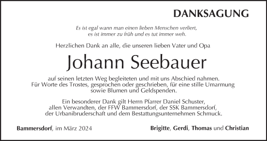Anzeige von Johann Seebauer von MGO