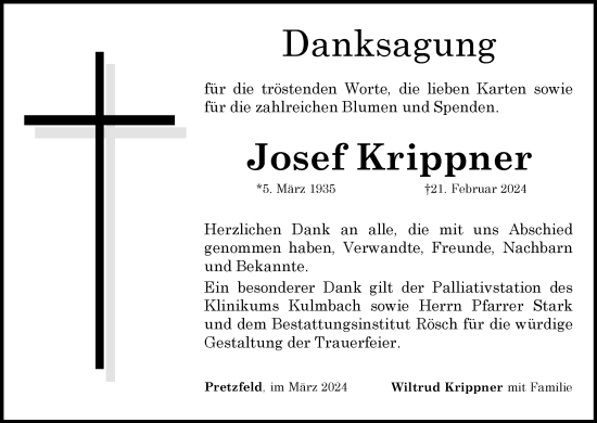 Anzeige von Josef Krippner von MGO