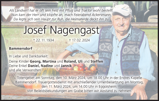 Anzeige von Josef Nagengast von MGO