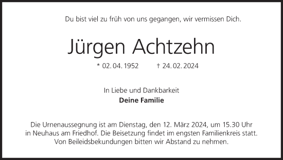 Anzeige von Jürgen Achtzehn von MGO