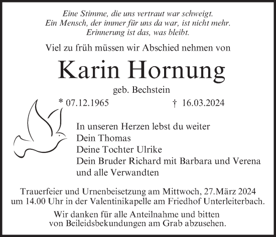 Anzeige von Karin Hornung von MGO