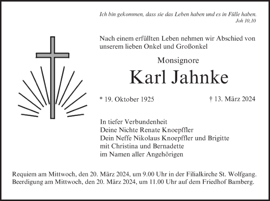 Anzeige von Karl Jahnke von MGO