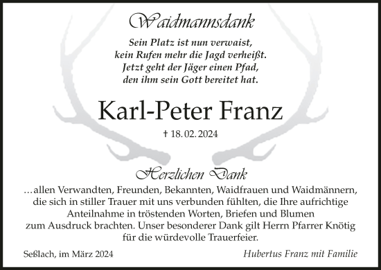 Anzeige von Karl-Peter Franz von MGO