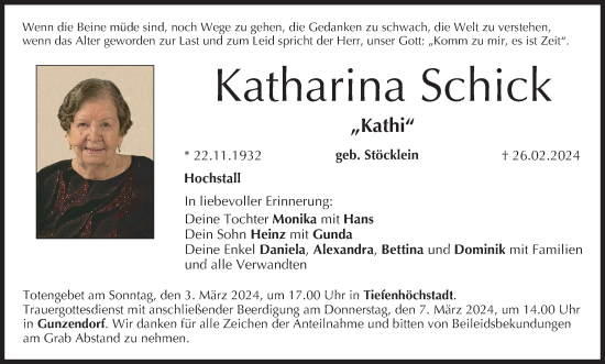 Anzeige von Katharina Schick von MGO