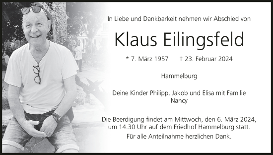 Anzeige von Klaus Eilingsfeld von MGO
