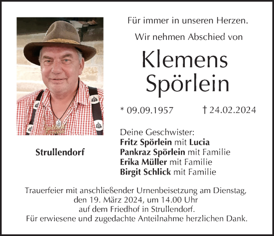 Anzeige von Klemens Spörlein von MGO