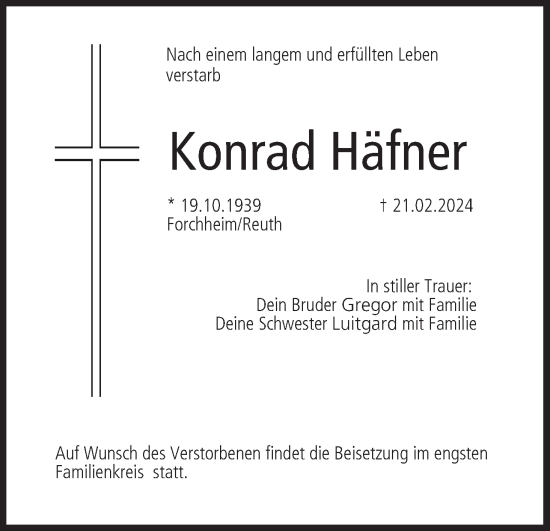 Anzeige von Konrad Häfner von MGO