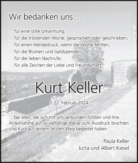 Anzeige von Kurt Keller von MGO