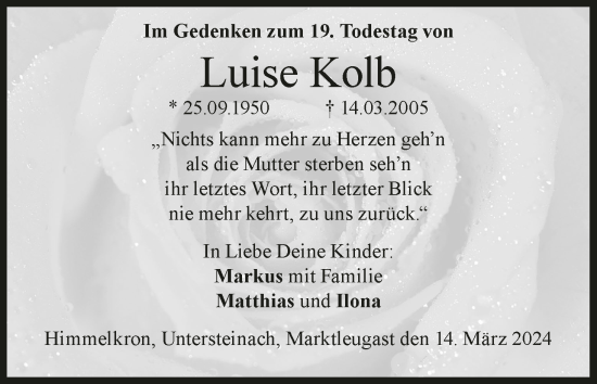 Anzeige von Luise Kolb von MGO