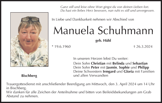 Anzeige von Manuela Schuhmann von MGO