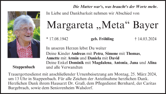 Anzeige von Margareta Bayer von MGO