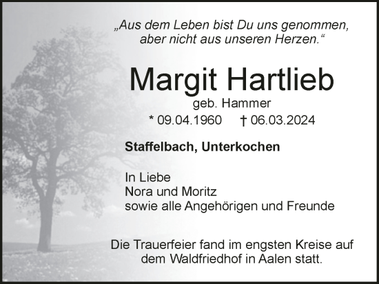 Anzeige von Margit Hartlieb von MGO