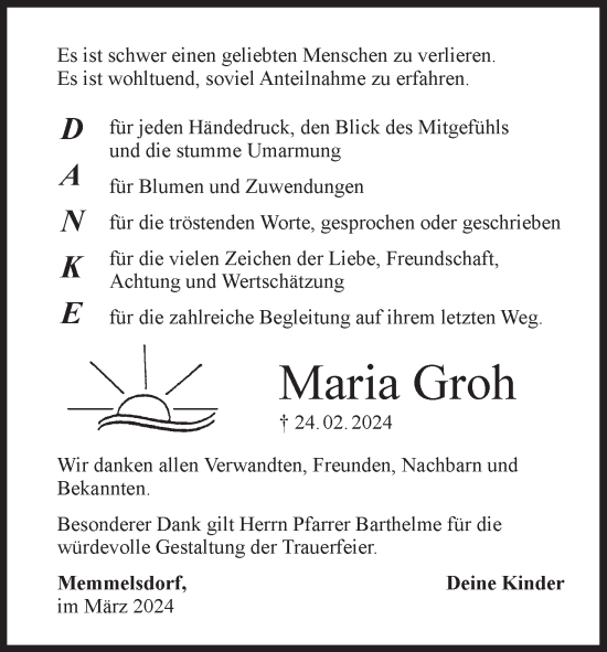Anzeige von Maria Groh von MGO