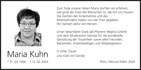 Anzeige von Maria Kuhn von MGO