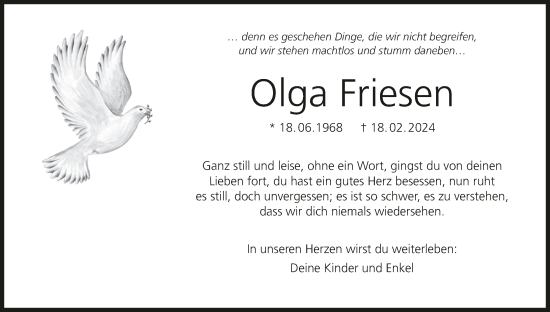 Anzeige von Olga Friesen von MGO