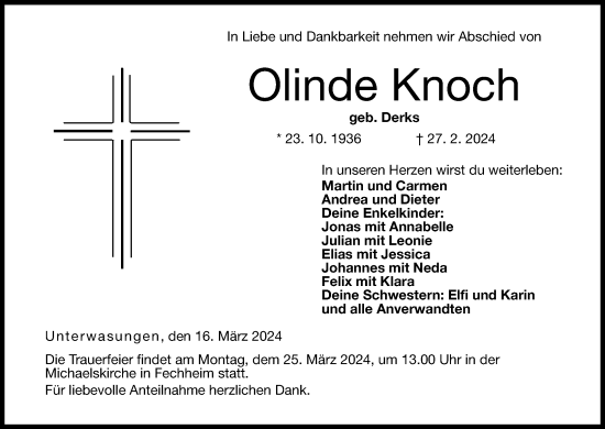 Anzeige von Olinde Knoch von MGO