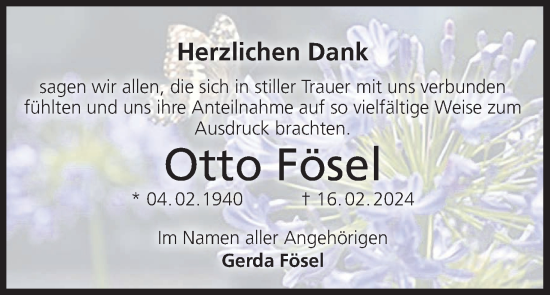 Anzeige von Otto Fösel von MGO